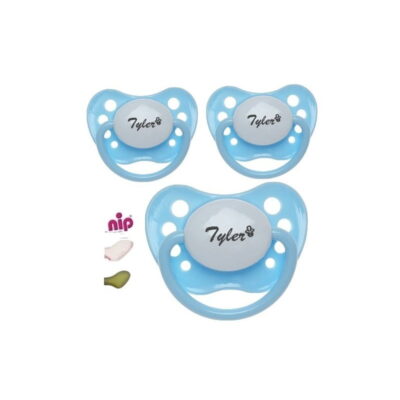 3 tetines avec sucettes et prénom