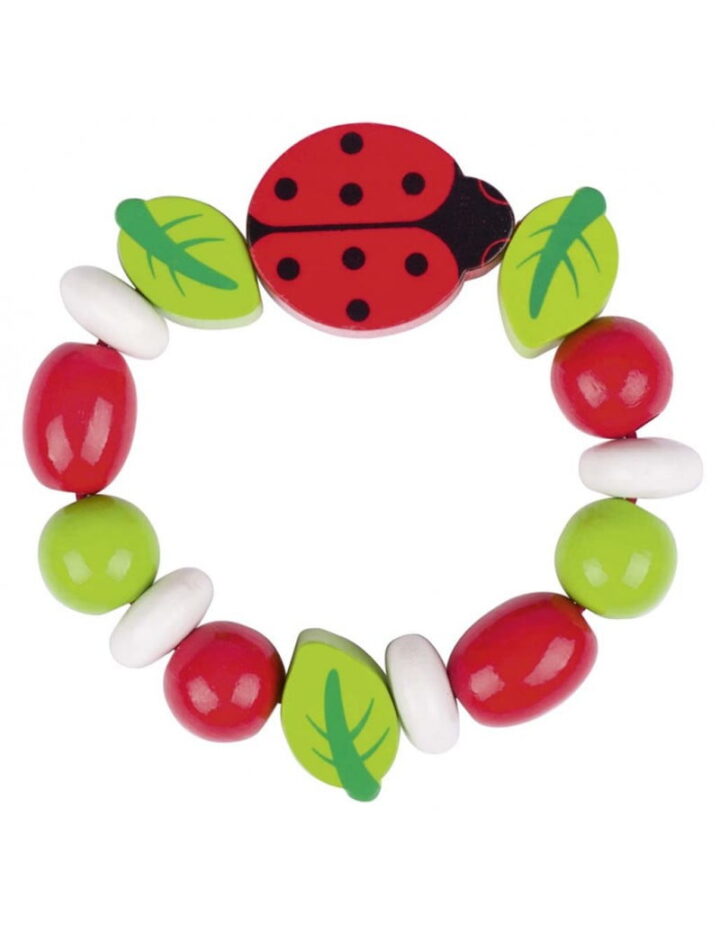 Hochet en bois bébé coccinelle