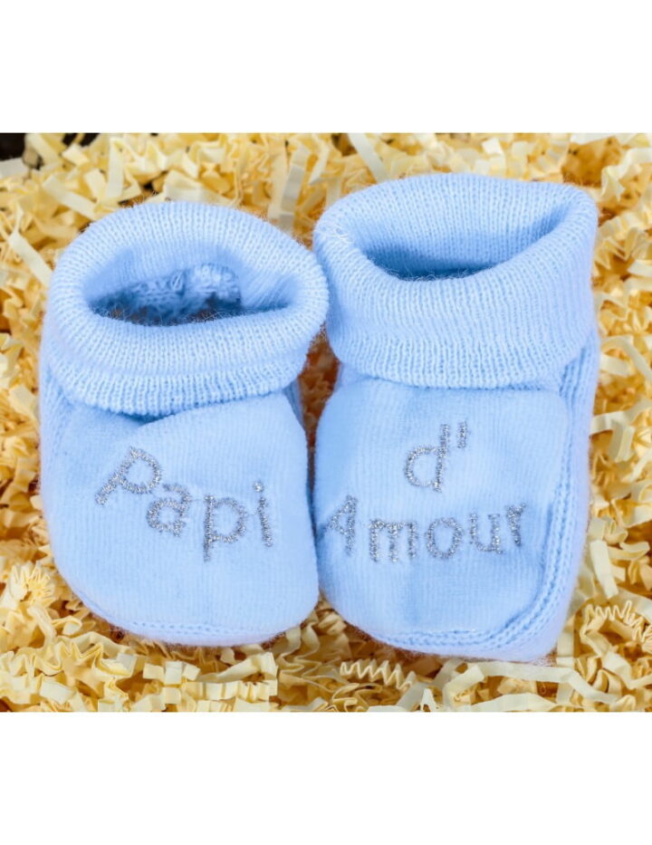 Chausson bébé bleu papi d'amour