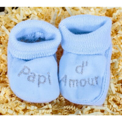 Chausson bébé bleu papy d'amour