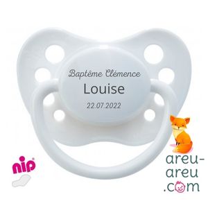 Tétine Marque place faire-part baptême Nip blanc